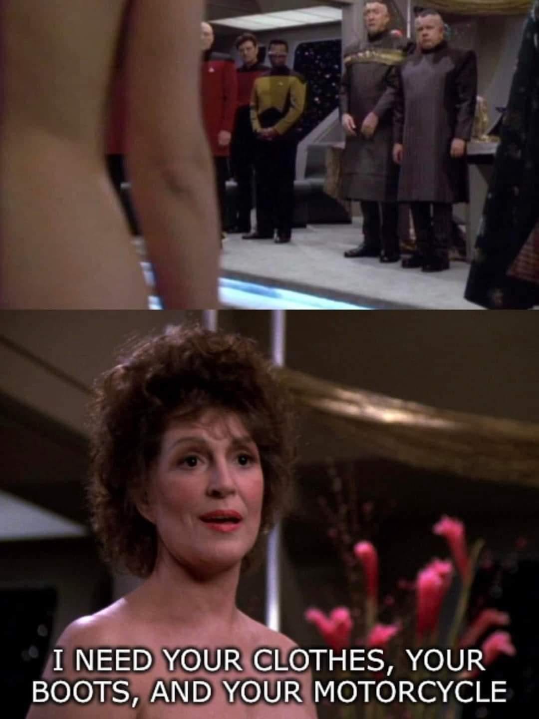 This meme is a play on the infamous "I see you naked" line from the Star Trek: The Next Generation episode "I, Borg." The meme shows a still image of a Borg drone from the episode, with the caption "I see your memes" - a humorous twist on the original line, implying that the Borg drone is now aware of internet memes.